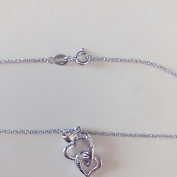 Double Heart Sterling Silver Necklace - Picture 6 of 7